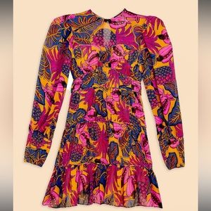 NWT Farm Rio Yellow Fruit Dream Long Sleeve Mini Dress - Medium
